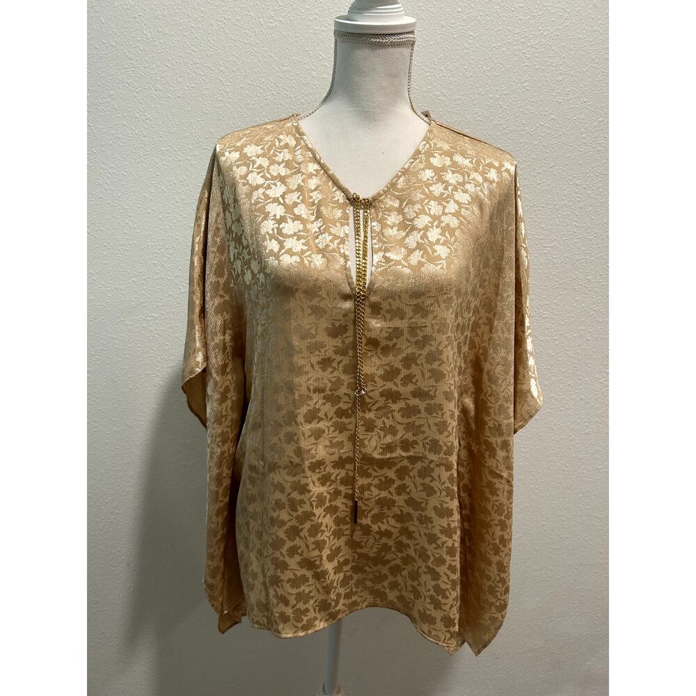 Michael Kors Womens Fleur Jacquard Chain T Buff Top Blouse Size Small/Medium